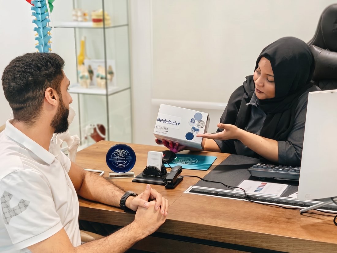 Nutrition consultation with a Genova Metabolomix test kit